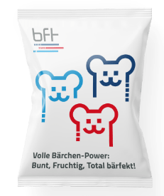 Eine Packung Gummibärchen mit einem Werbeaufdruck der BFT GmbH