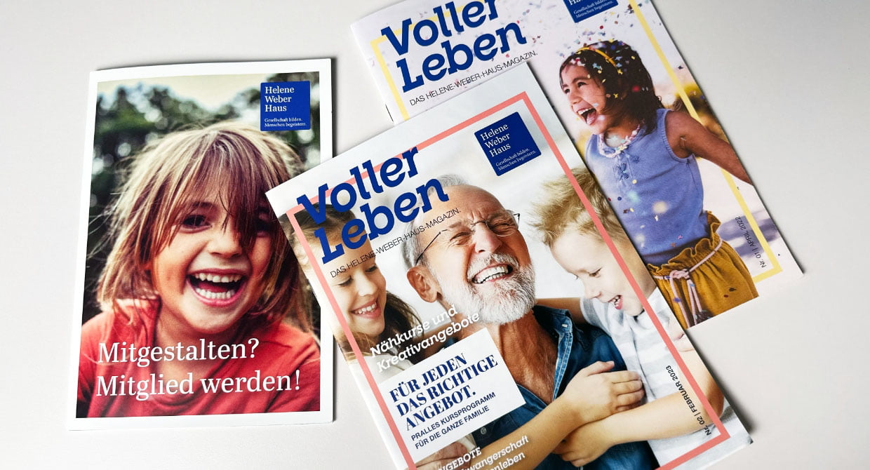 Das Magazin Voller Leben des Helene Weber Haus, konzipiert und produzier von der Werbeagentur Carl Fritz aus Aachen