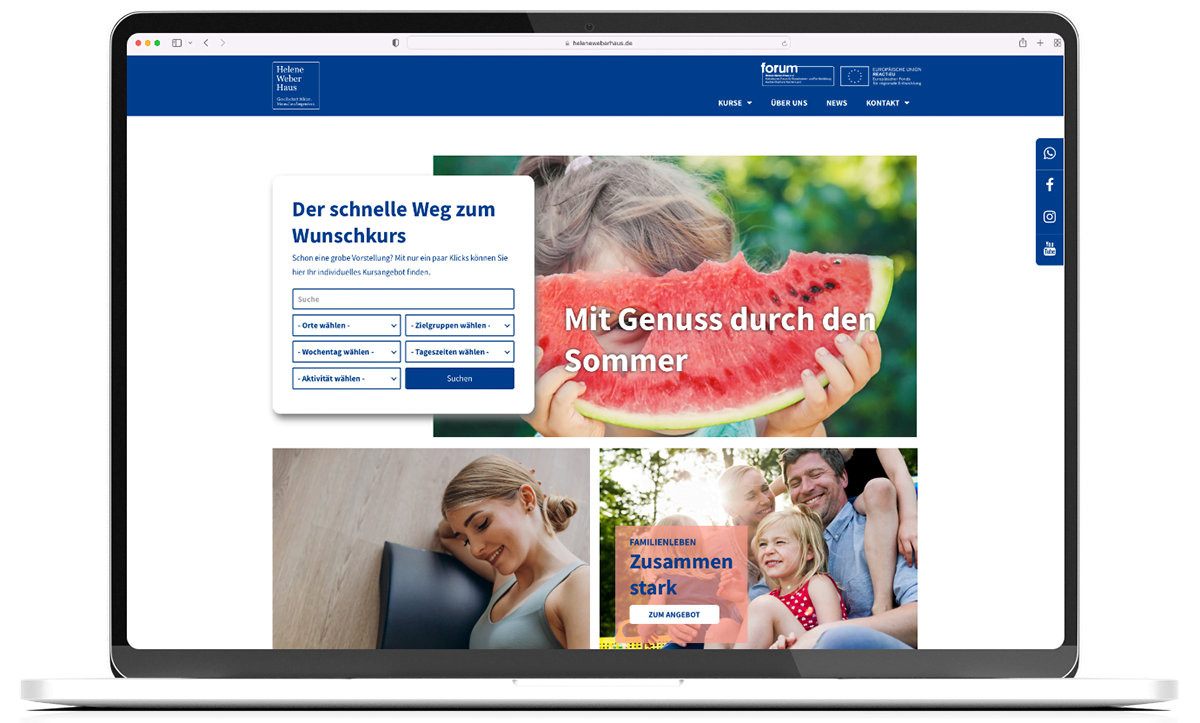 Ein Mockup der Helene Weber Haus Website